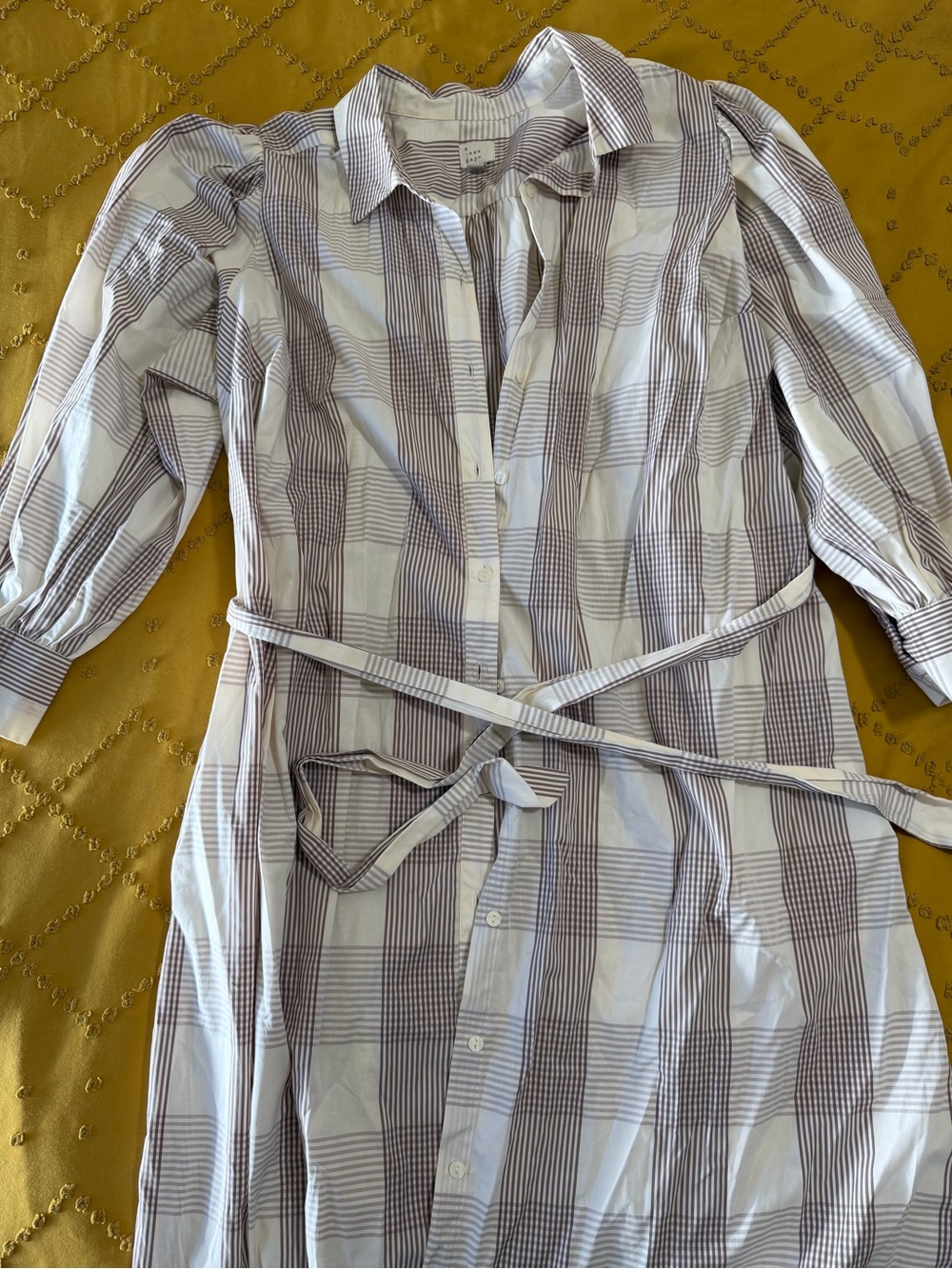 a new day Striped Shirt Midi Dress in Light Purple and White